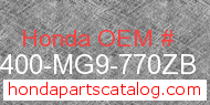 Honda 81400-MG9-770ZB genuine part number image