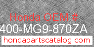 Honda 81400-MG9-870ZA genuine part number image