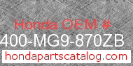 Honda 81400-MG9-870ZB genuine part number image