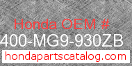 Honda 81400-MG9-930ZB genuine part number image