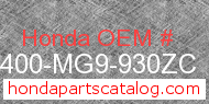 Honda 81400-MG9-930ZC genuine part number image