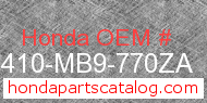 Honda 81410-MB9-770ZA genuine part number image