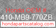 Honda 81410-MB9-770ZB genuine part number image