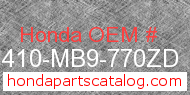 Honda 81410-MB9-770ZD genuine part number image