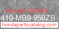 Honda 81410-MB9-950ZB genuine part number image