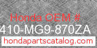 Honda 81410-MG9-870ZA genuine part number image