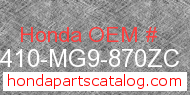 Honda 81410-MG9-870ZC genuine part number image
