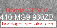 Honda 81410-MG9-930ZB genuine part number image