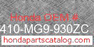 Honda 81410-MG9-930ZC genuine part number image