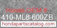 Honda 81410-ML8-600ZB genuine part number image