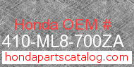 Honda 81410-ML8-700ZA genuine part number image