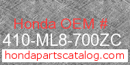 Honda 81410-ML8-700ZC genuine part number image