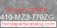 Honda 81410-MZ3-770ZG genuine part number image