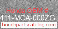 Honda 81411-MCA-000ZG genuine part number image