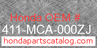 Honda 81411-MCA-000ZJ genuine part number image