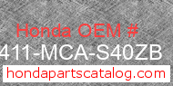Honda 81411-MCA-S40ZB genuine part number image