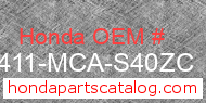 Honda 81411-MCA-S40ZC genuine part number image