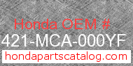 Honda 81421-MCA-000YF genuine part number image