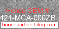 Honda 81421-MCA-000ZB genuine part number image