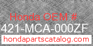 Honda 81421-MCA-000ZF genuine part number image
