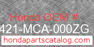 Honda 81421-MCA-000ZG genuine part number image