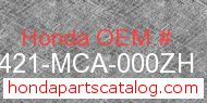 Honda 81421-MCA-000ZH genuine part number image