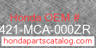 Honda 81421-MCA-000ZR genuine part number image