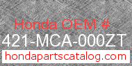Honda 81421-MCA-000ZT genuine part number image