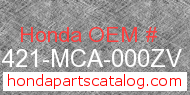Honda 81421-MCA-000ZV genuine part number image