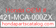 Honda 81421-MCA-000ZX genuine part number image