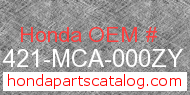 Honda 81421-MCA-000ZY genuine part number image