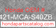 Honda 81421-MCA-S40ZB genuine part number image
