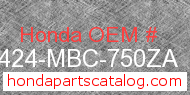 Honda 81424-MBC-750ZA genuine part number image