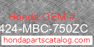 Honda 81424-MBC-750ZC genuine part number image