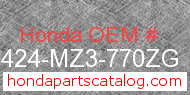 Honda 81424-MZ3-770ZG genuine part number image