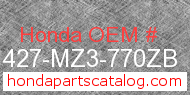 Honda 81427-MZ3-770ZB genuine part number image