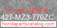 Honda 81427-MZ3-770ZC genuine part number image