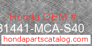 Honda 81441-MCA-S40 genuine part number image