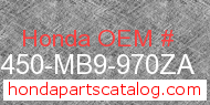 Honda 81450-MB9-970ZA genuine part number image