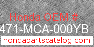 Honda 81471-MCA-000YB genuine part number image