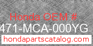 Honda 81471-MCA-000YG genuine part number image