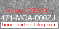 Honda 81471-MCA-000ZJ genuine part number image