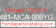 Honda 81481-MCA-000YG genuine part number image