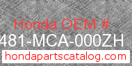 Honda 81481-MCA-000ZH genuine part number image