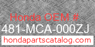 Honda 81481-MCA-000ZJ genuine part number image