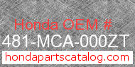 Honda 81481-MCA-000ZT genuine part number image