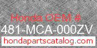 Honda 81481-MCA-000ZV genuine part number image