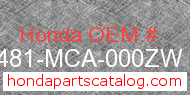 Honda 81481-MCA-000ZW genuine part number image
