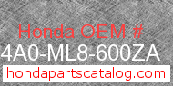 Honda 814A0-ML8-600ZA genuine part number image