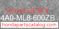 Honda 814A0-ML8-600ZB genuine part number image